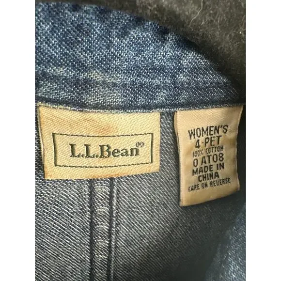 Vintage LL Bean Dress Womens Small Blue Denim Mini Button Western Boho Bohemian - Picture 2 of 8